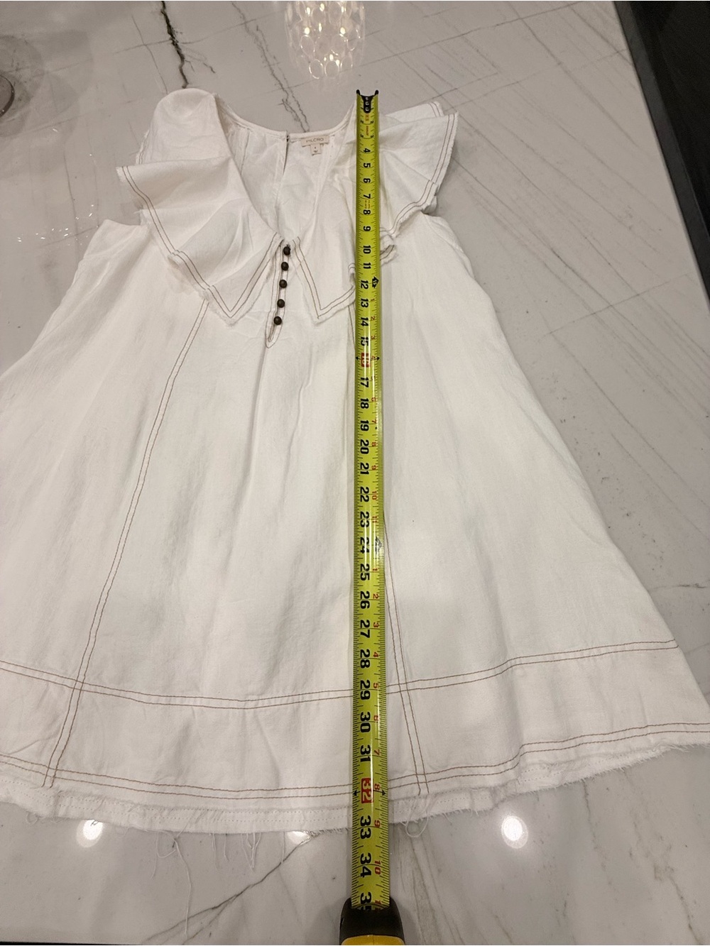 Pilcro White Ruffle V-Neck Mini Dress - Picture 6 of 9